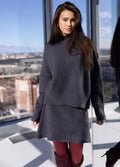 Damen kuscheliges Strickensemble mit hochgeschlossenem Design und ausgestelltem Rock R&B