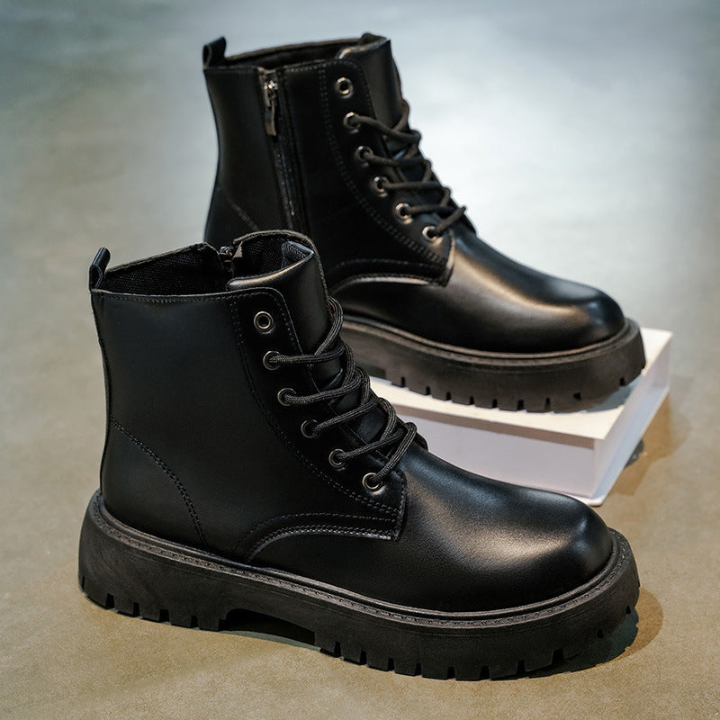 Damen Modische Lederboots mit praktischem Reißverschluss und robustem Profil R&B