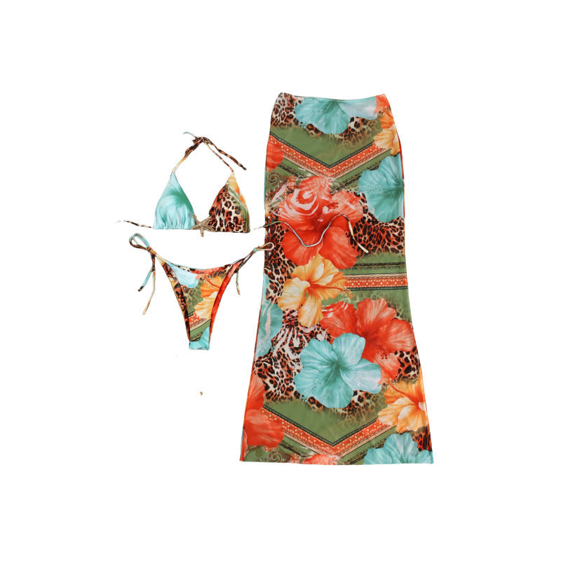 Damen Bikini-Set mit floralem Design und eleganter Maxiröcke R&B