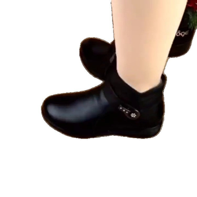 Damen modische Stiefeletten mit wärmendem Kuschelfutter und dekorativem Riemen R&B