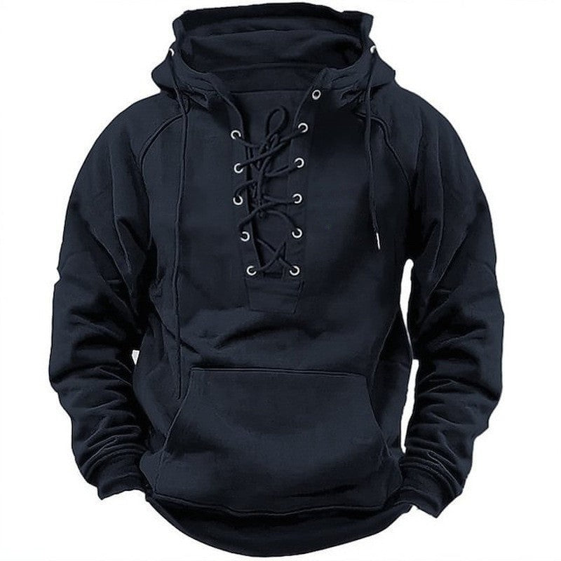 Herren Kapuzensweatshirt mit modischer Schnürung und weichem Innenfutter R&B