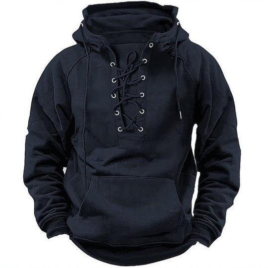 Herren Kapuzensweatshirt mit modischer Schnürung und weichem Innenfutter R&B