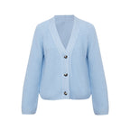 Damen Strickjacke mit großem V-Ausschnitt und Knopfverschluss R&B