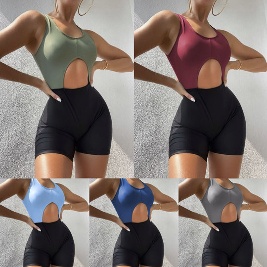 Damen Einteiliger Badeanzug mit aufregendem Cut-Out und Shorts R&B
