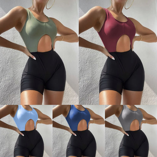 Damen Einteiliger Badeanzug mit aufregendem Cut-Out und Shorts R&B