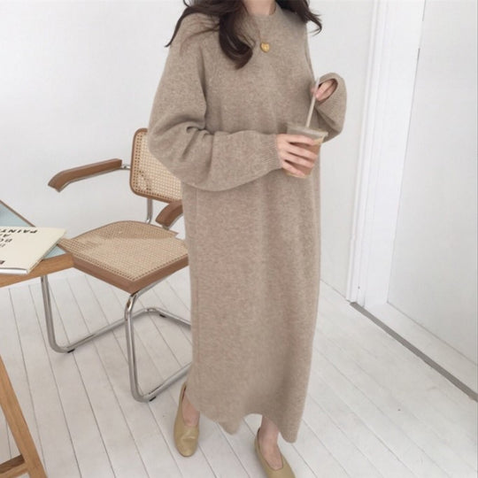 Damen gestricktes Oversized Kleid aus hochwertiger Wolle R&B