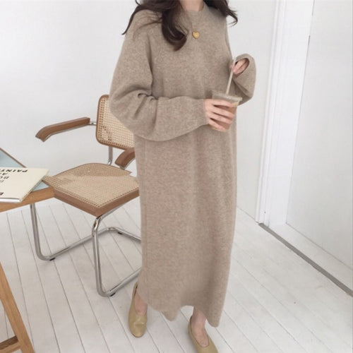 Damen gestricktes Oversized Kleid aus hochwertiger Wolle R&B