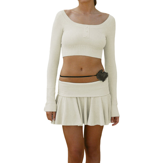 Damen Crop-Top und Rock Set mit raffiniertem Bund R&B