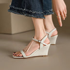 Damen Wedgesandalen mit elegantem Fersenriemen und hohem Absatz R&B