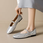 Damen Ballerinas mit modischem Riemen und eleganter Flechtoptik