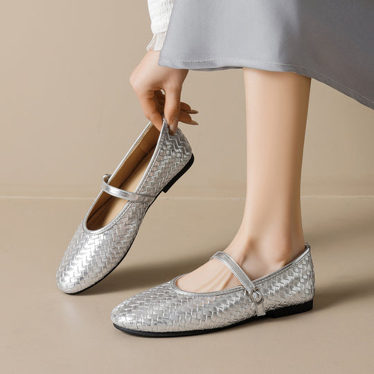 Damen Ballerinas mit modischem Riemen und eleganter Flechtoptik R&B