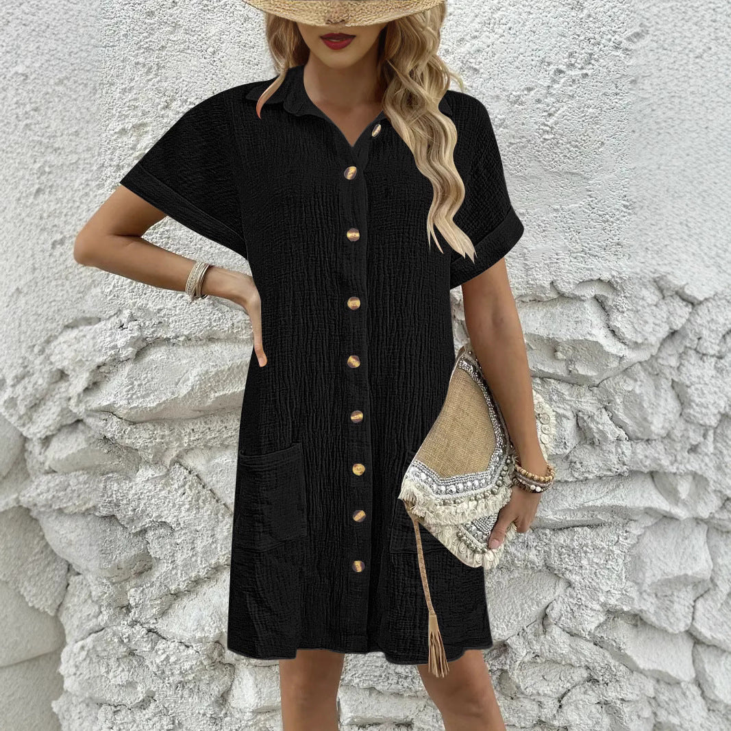 Damen Hemdblusenkleid mit strukturierter Oberfläche und praktischen Taschen R&B
