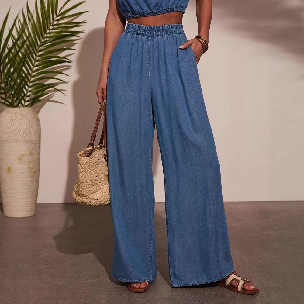 Damen Crop-Top und weite Hose Set R&B