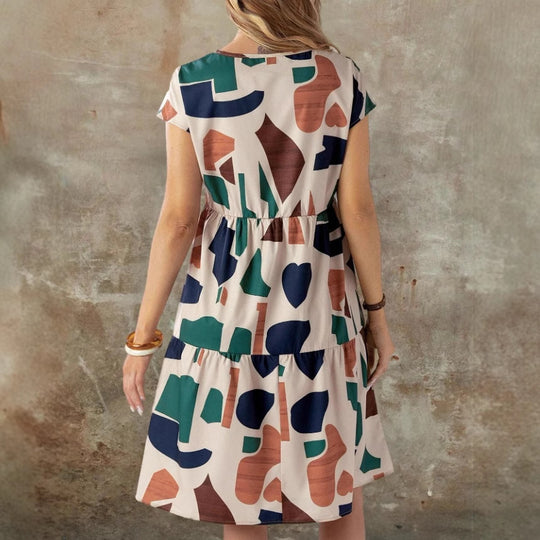 Damen modernes A-Linien Kleid mit geometrischem Druck R&B