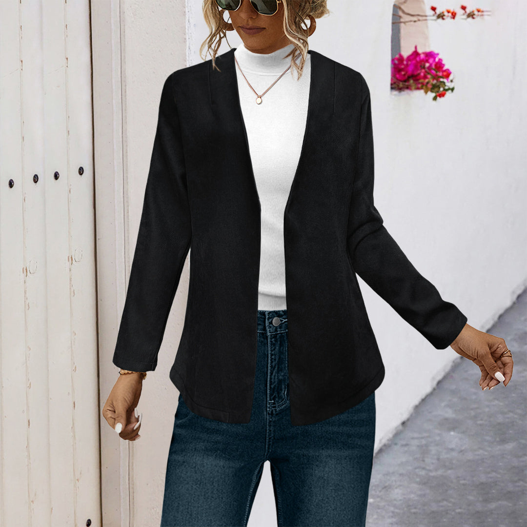 Damen Elegante Longjacke mit weichem Stoff und offenem Schnitt R&B