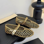 Damen Netz-Ballerinas mit verstellbarem Riemen und modischem Design