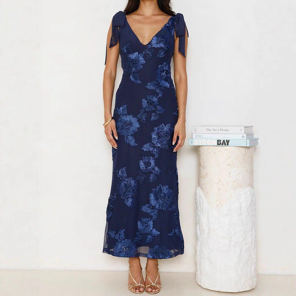 Damen Maxikleid mit floralem Spitzenmuster R&B