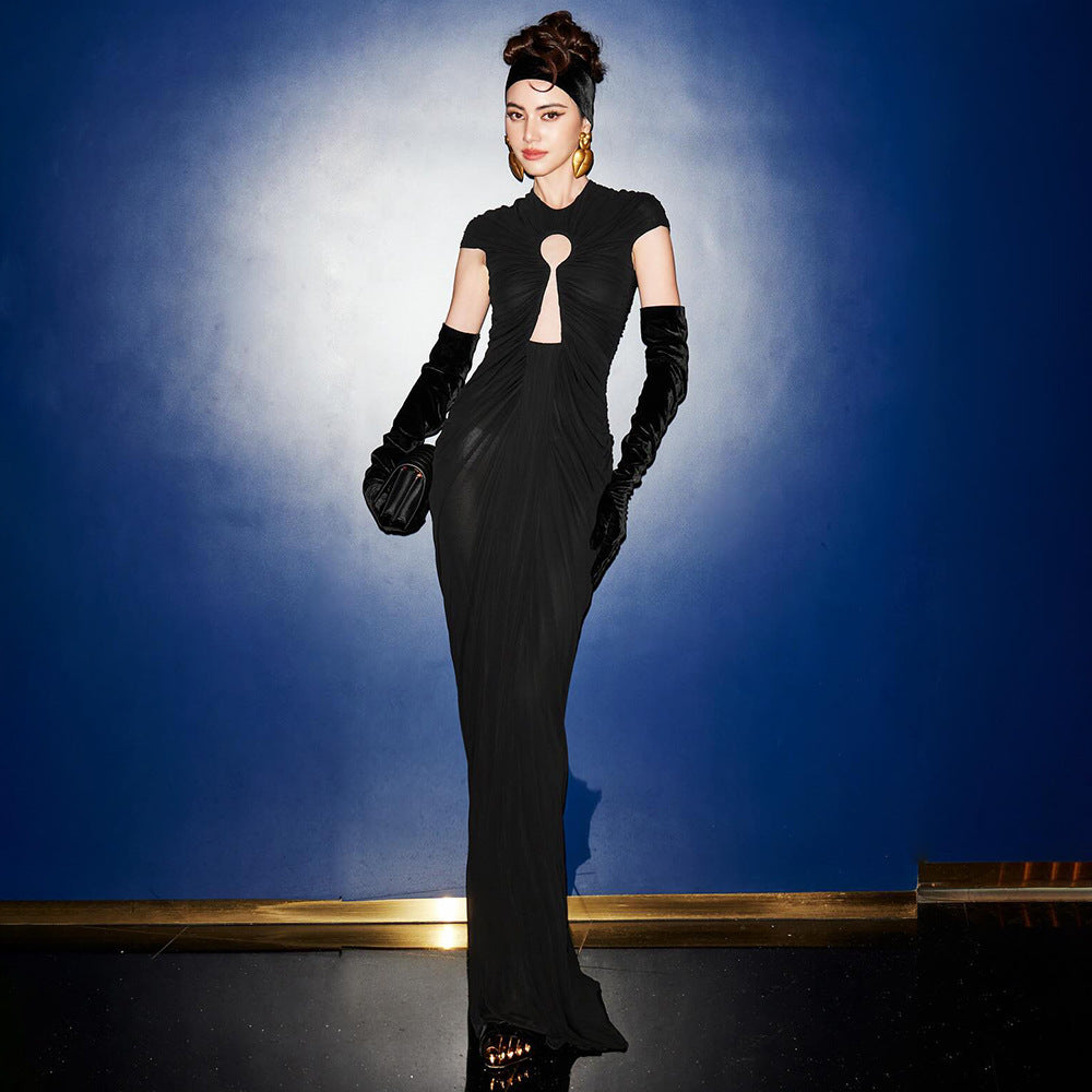 Damen glamouröses Abendkleid mit raffinierten Drapierungen und Schlitz R&B