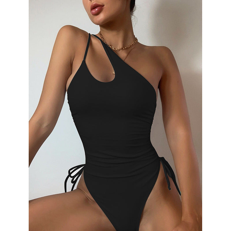 Damen Einseitiger Badeanzug mit Raffung und asymmetrischem Schnitt R&B