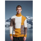 Herren modischer Strickpullover mit strukturiertem Zopfmuster und Stehkragen R&B