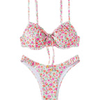 Damen Triangel-Bikini mit verstellbaren Trägern und floralem Motiv R&B