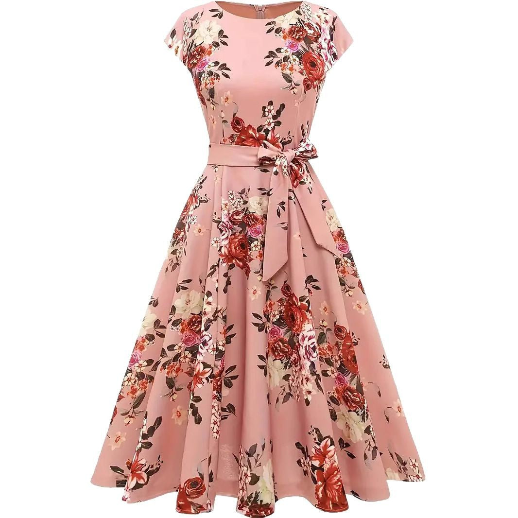 Damen Midi-Kleid mit tailliertem Schnitt und floralem Design R&B