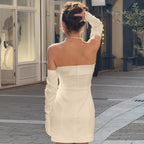 Damen Off-Shoulder Minikleid mit langen Ärmeln und elegantem Schnitt R&B