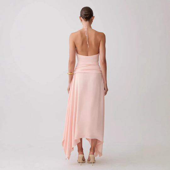 Damen Elegantes Wickelkleid mit tiefem V-Ausschnitt und asymmetrischem Saum R&B