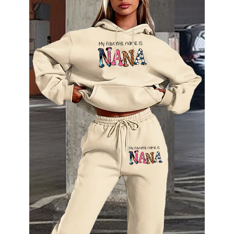 Damen Jogginganzug mit kreativem Schriftzug und bequemer Passform R&B