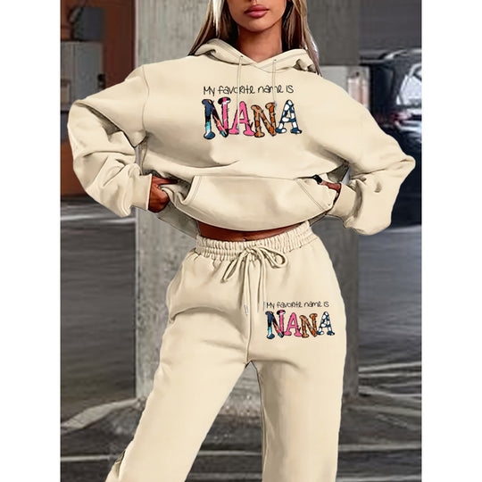 Damen Jogginganzug mit kreativem Schriftzug und bequemer Passform R&B
