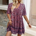 Damen lockeres Sommerkleid mit Boho-Muster R&B