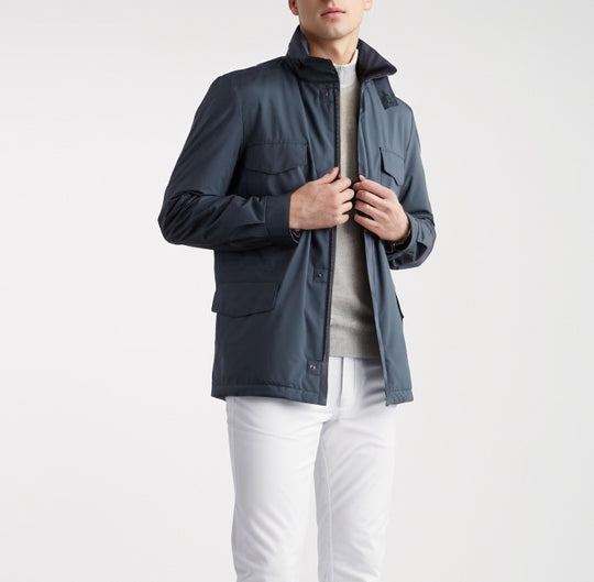 Herren praktische Übergangsjacke mit hohem Kragen und aufgesetzten Taschen R&B