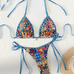 Damen Triangel-Bikini-Set mit floralem Muster R&B