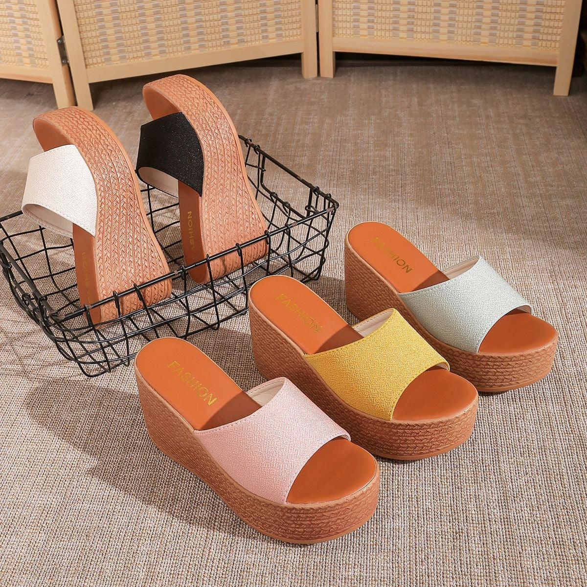Damen Komfortable Plateau-Sandalen mit breitem Obermaterial und rutschfester Sohle