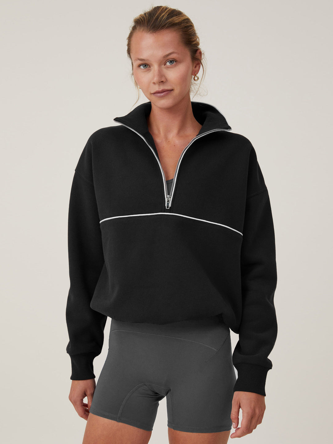 Damen Sportpullover mit hohem Kragen und Reißverschluss R&B