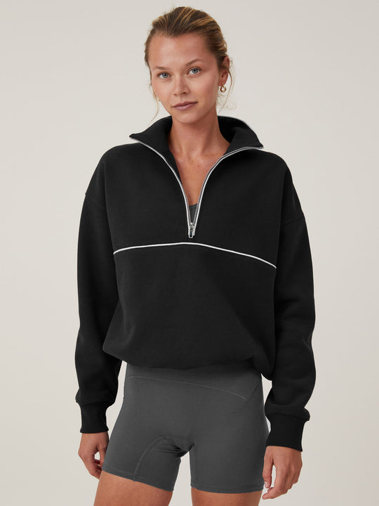 Damen Sportpullover mit hohem Kragen und Reißverschluss R&B
