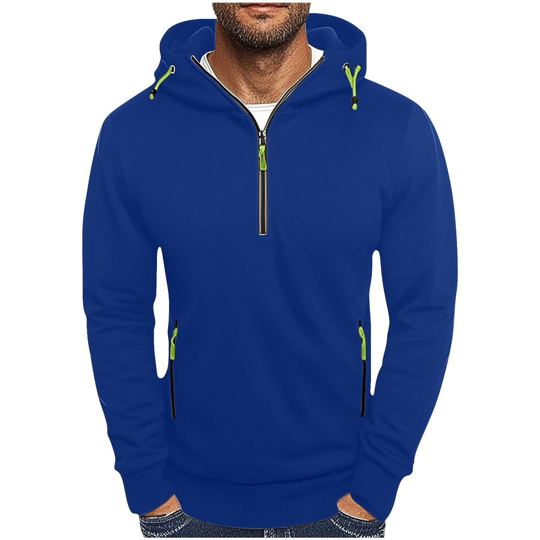 Herren modischer Kapuzenpullover mit zwei Taschen und halbem Reißverschluss R&B