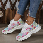 Damen Modische Sneaker mit floralem Jacquard-GewR&Be und luftiger Sohle R&B