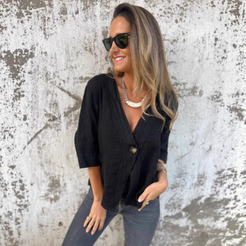 Damen Leichtes Leinenblazer mit kurzer Arm R&B