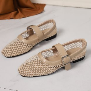 Damen Netzhäusliche Ballerinas mit modischer Schnallenverzierung R&B
