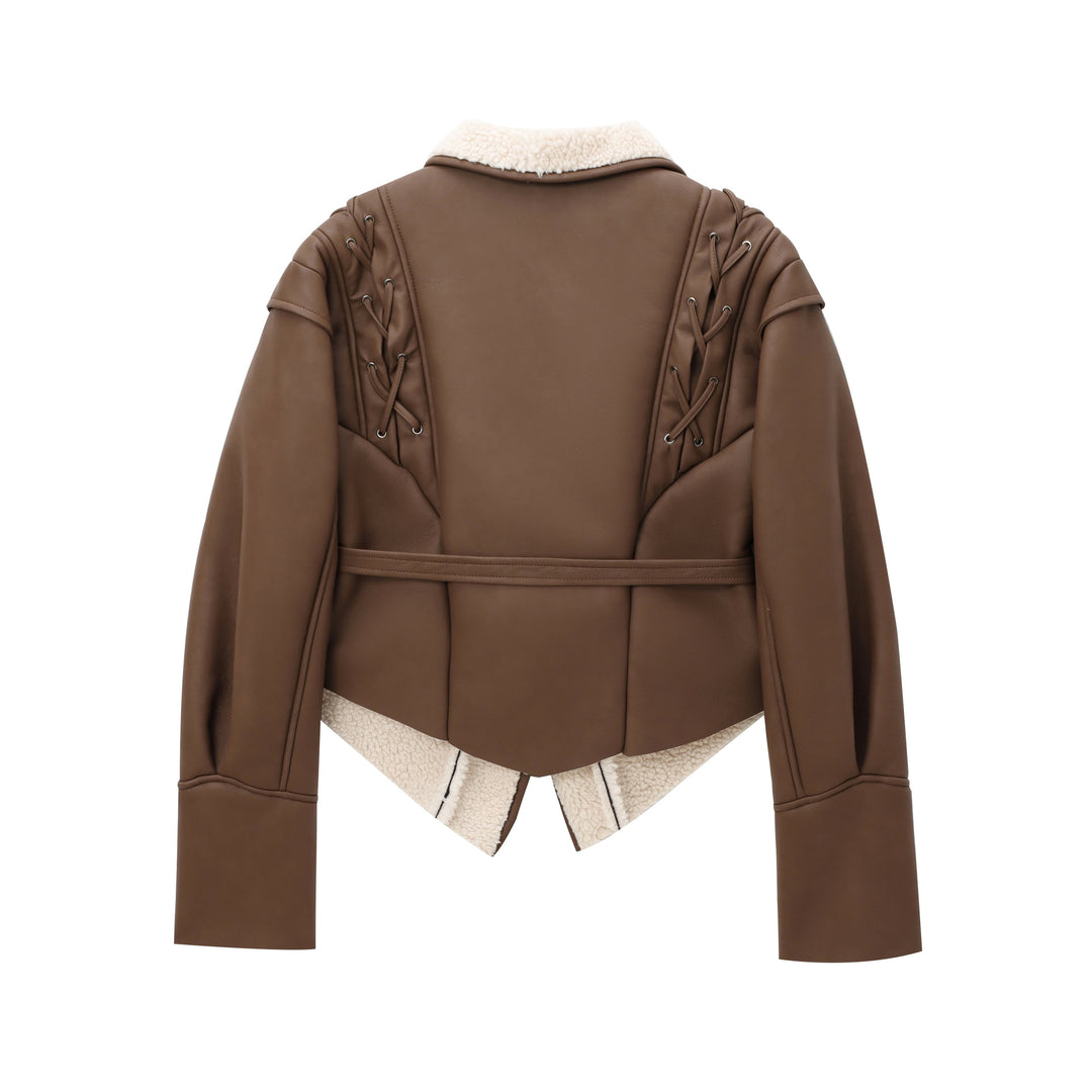Damen kuschelige Jacke mit elegantem Kragen und gefüttertem Innenleben R&B
