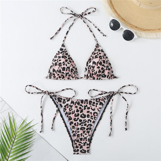 Damen Triangel-Bikini-Set mit verspieltem Tiermuster R&B