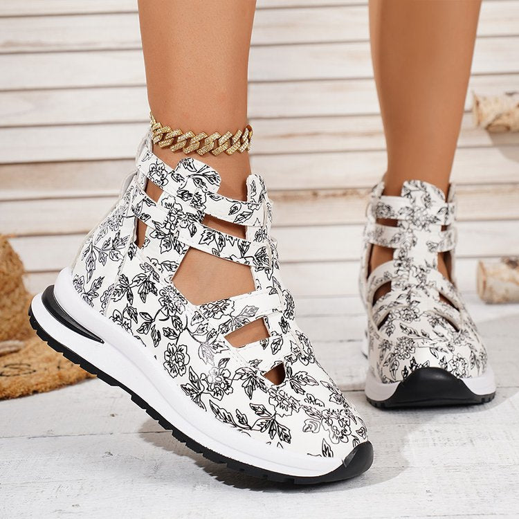 Damen Designer-Sneaker mit floralem Muster R&B