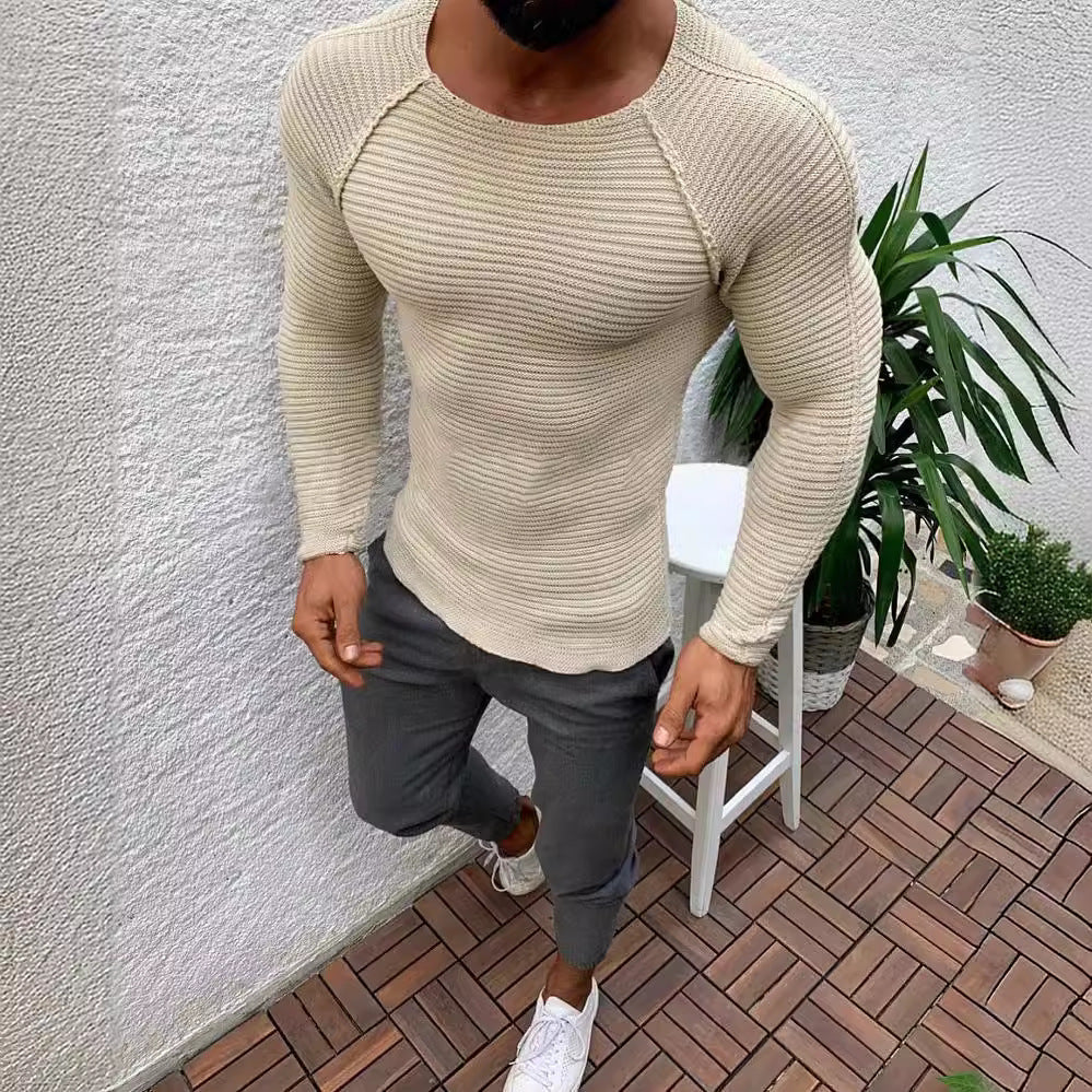 Herren stylisches gestreiftes Langarmshirt R&B
