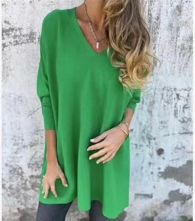 Damen V-Ausschnitt Oversized Pullover R&B