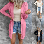 Damen Lange Strickjacke mit Knopfleiste und lässigem Schnitt R&B
