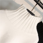 Damen Oversized Rollkragenpullover mit geschlitzten Ärmeln und Rippstruktur