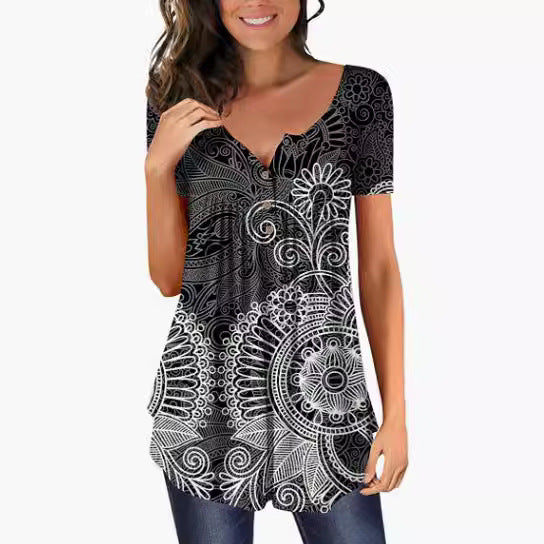 Damen Tunika Damen U-Ausschnitt Print