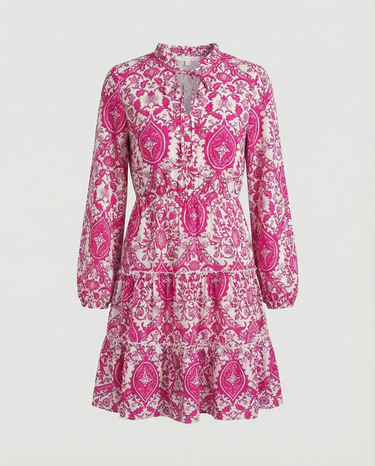 Damen Tunika Minikleid mit Puffärmeln