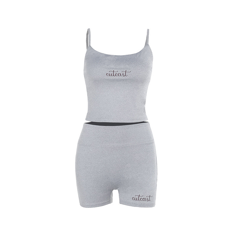 Damen sportliches Crop-Top und Shorts-Set R&B